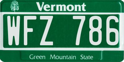 VT license plate WFZ786