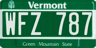 VT license plate WFZ787