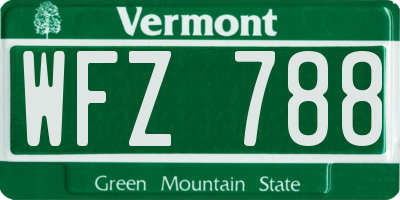 VT license plate WFZ788
