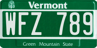 VT license plate WFZ789