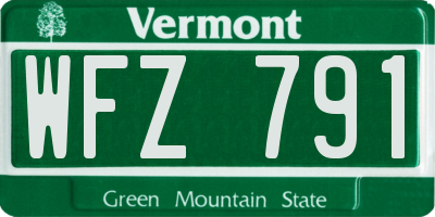 VT license plate WFZ791