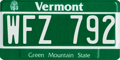 VT license plate WFZ792
