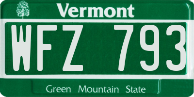 VT license plate WFZ793