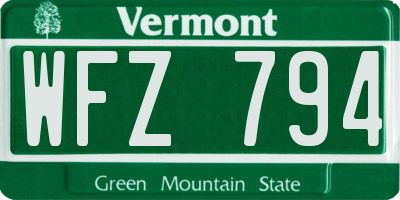 VT license plate WFZ794