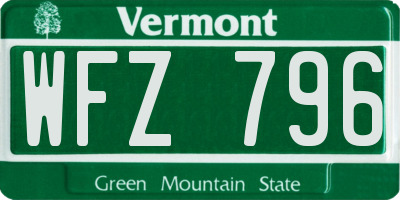 VT license plate WFZ796