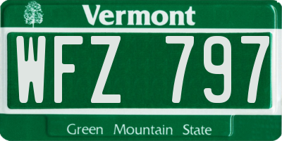 VT license plate WFZ797