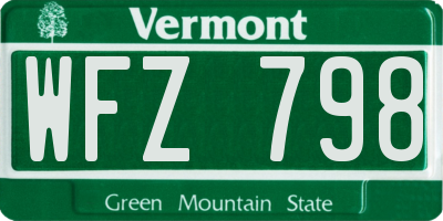 VT license plate WFZ798