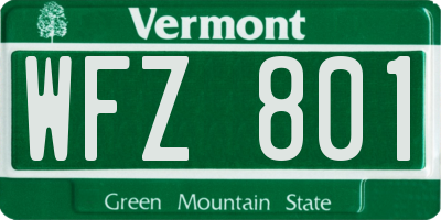 VT license plate WFZ801