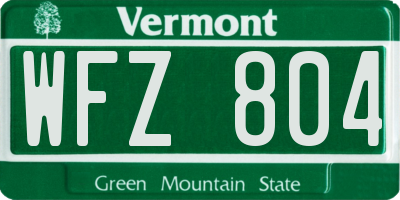 VT license plate WFZ804