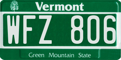 VT license plate WFZ806