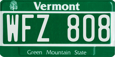 VT license plate WFZ808