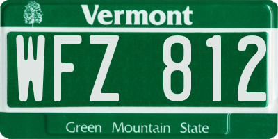 VT license plate WFZ812
