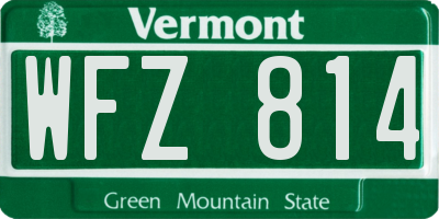 VT license plate WFZ814