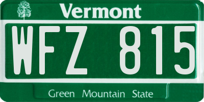 VT license plate WFZ815