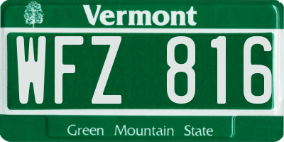 VT license plate WFZ816