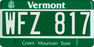 VT license plate WFZ817