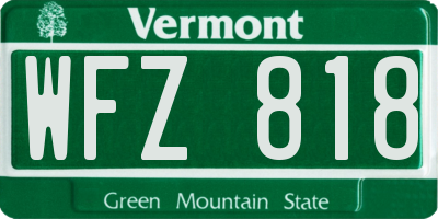 VT license plate WFZ818
