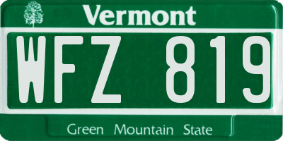 VT license plate WFZ819