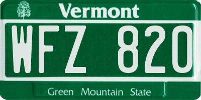 VT license plate WFZ820