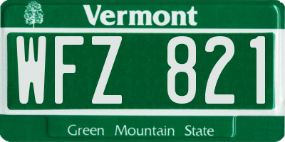 VT license plate WFZ821