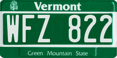VT license plate WFZ822