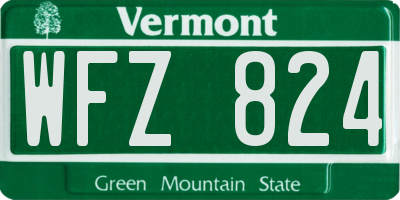 VT license plate WFZ824
