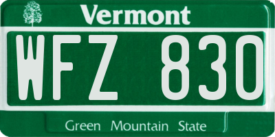 VT license plate WFZ830