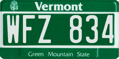 VT license plate WFZ834