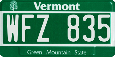 VT license plate WFZ835