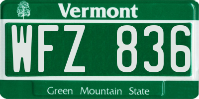 VT license plate WFZ836