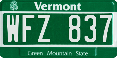 VT license plate WFZ837