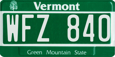 VT license plate WFZ840
