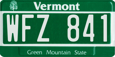 VT license plate WFZ841