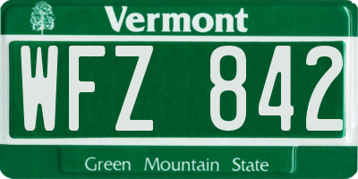 VT license plate WFZ842