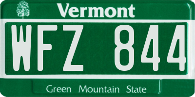 VT license plate WFZ844