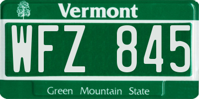 VT license plate WFZ845