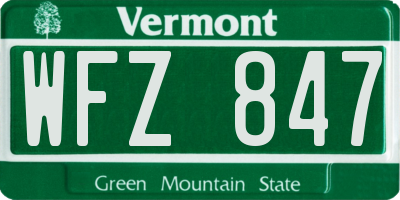VT license plate WFZ847