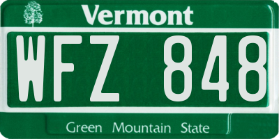 VT license plate WFZ848