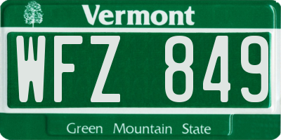 VT license plate WFZ849