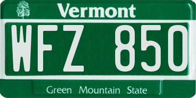 VT license plate WFZ850