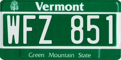 VT license plate WFZ851
