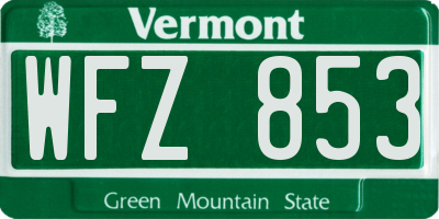 VT license plate WFZ853