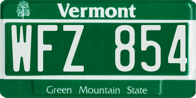 VT license plate WFZ854
