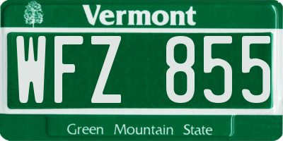VT license plate WFZ855