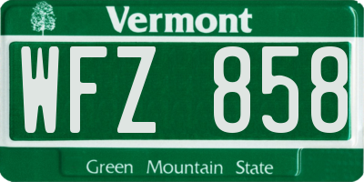 VT license plate WFZ858