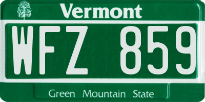 VT license plate WFZ859