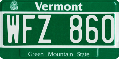 VT license plate WFZ860