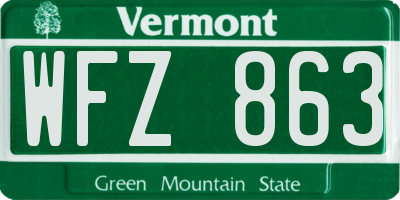VT license plate WFZ863