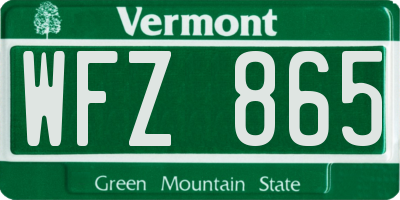 VT license plate WFZ865