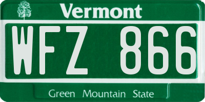 VT license plate WFZ866
